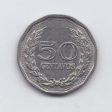 COLOMBIA 50 CENTAVOS 1972 KM # 244 VF
