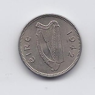 IRELAND 3 PENCE 1942 KM # 12a VF 1
