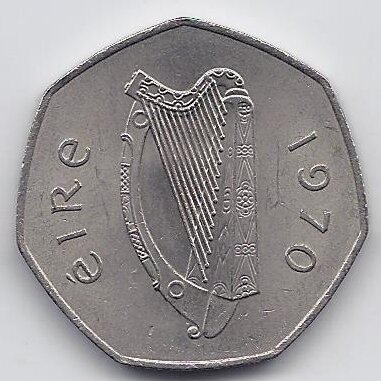 IRELAND 50 PENCE 1970 KM # 24 VF 1