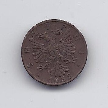 ALBANIA 1 QINDAR AR 1935 KM # 14 VF 1