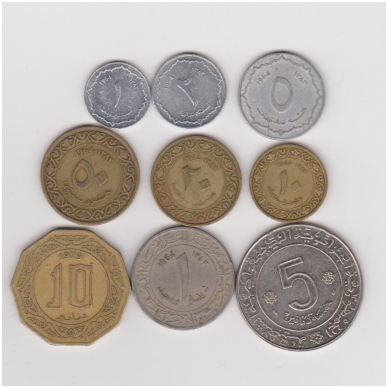 Alžyras 1964 - 1979 m. 9 monetų rinkinukas