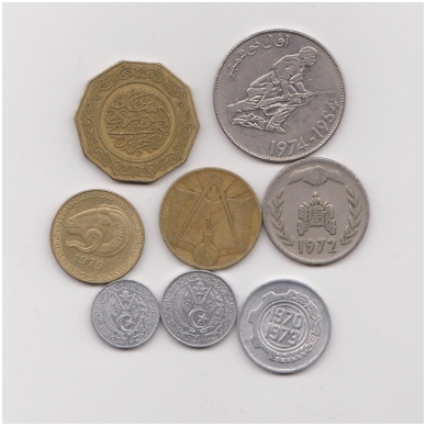 ALGERIA 8 COINS CIRCULATED SET: 1964 TO 1981 1