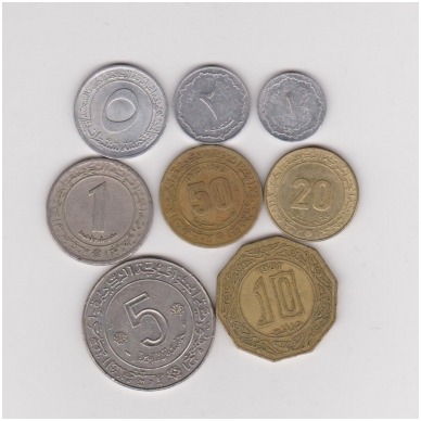 ALGERIA 8 COINS CIRCULATED SET: 1964 TO 1981