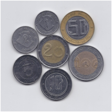 ALŽYRAS 1992 - 2018 m. 7 monetų rinkinys VF/AU 1