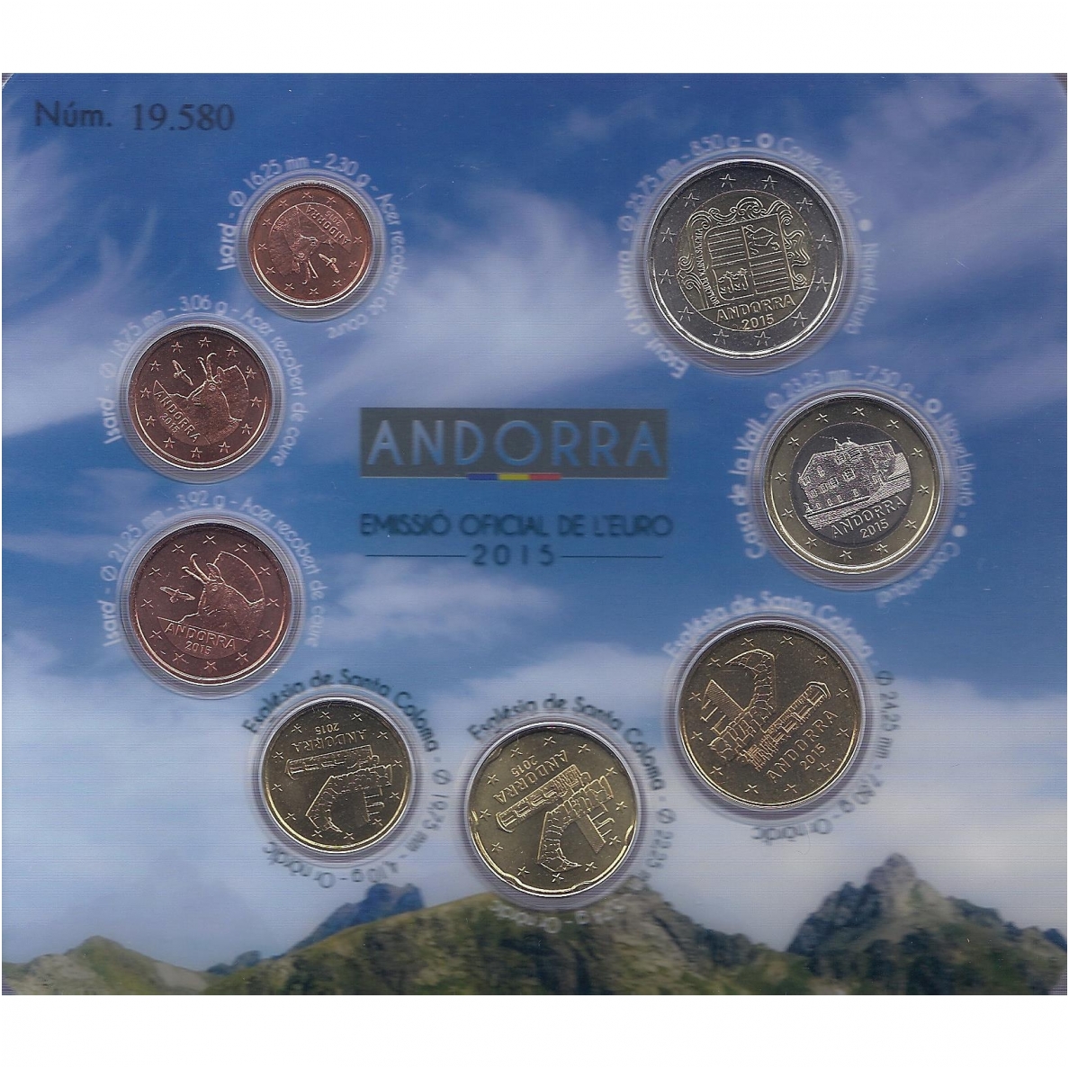 ANDORRA 2015 Official euro coins set 1