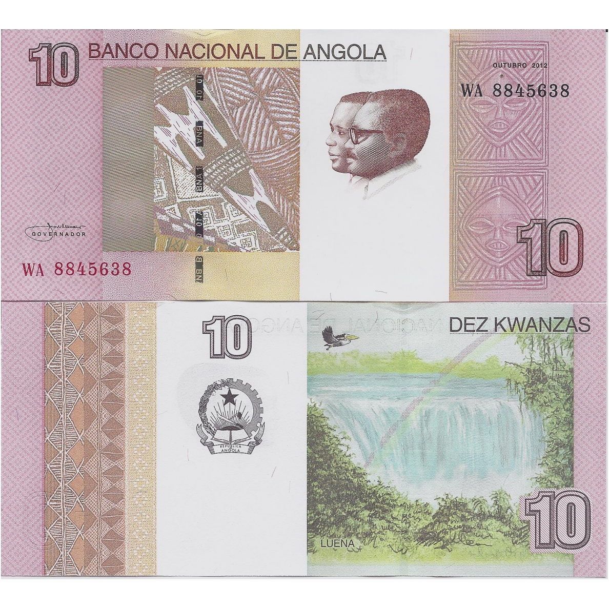 ANGOLA 10 KWANZAS 2012 P # 151B AU