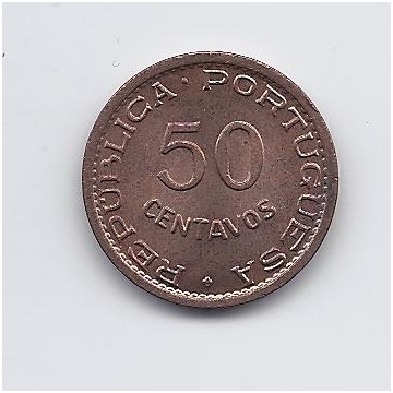 ANGOLA 50 CENTAVOS 1958 KM # 75 AU