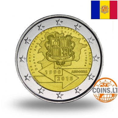 ANDORRA 2 EURO 25th ANN. OF THE CUSTOMS AGREEMENT WITH THE EU
