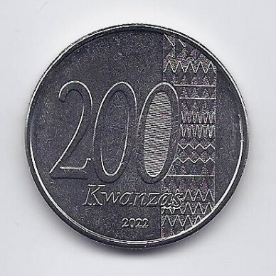 ANGOLA 200 KWANZAS 2022 KM # 114 AU 20 m. Taikos