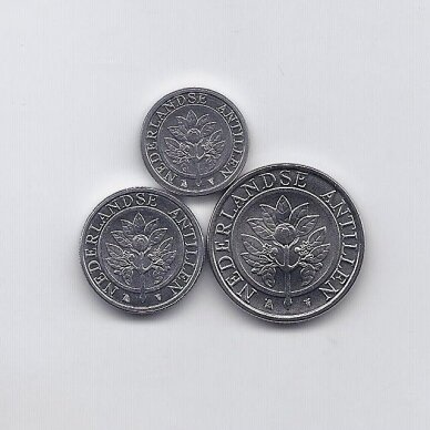 NETHERLANDS ANTILLES 2016 THREE UNCIRCULATED COINS SET: 1, 5 and 25 CENTS 1