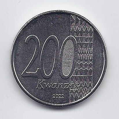 ANGOLA 200 KWANZAS 2022 KM # 114 AU 20 m. Taikos