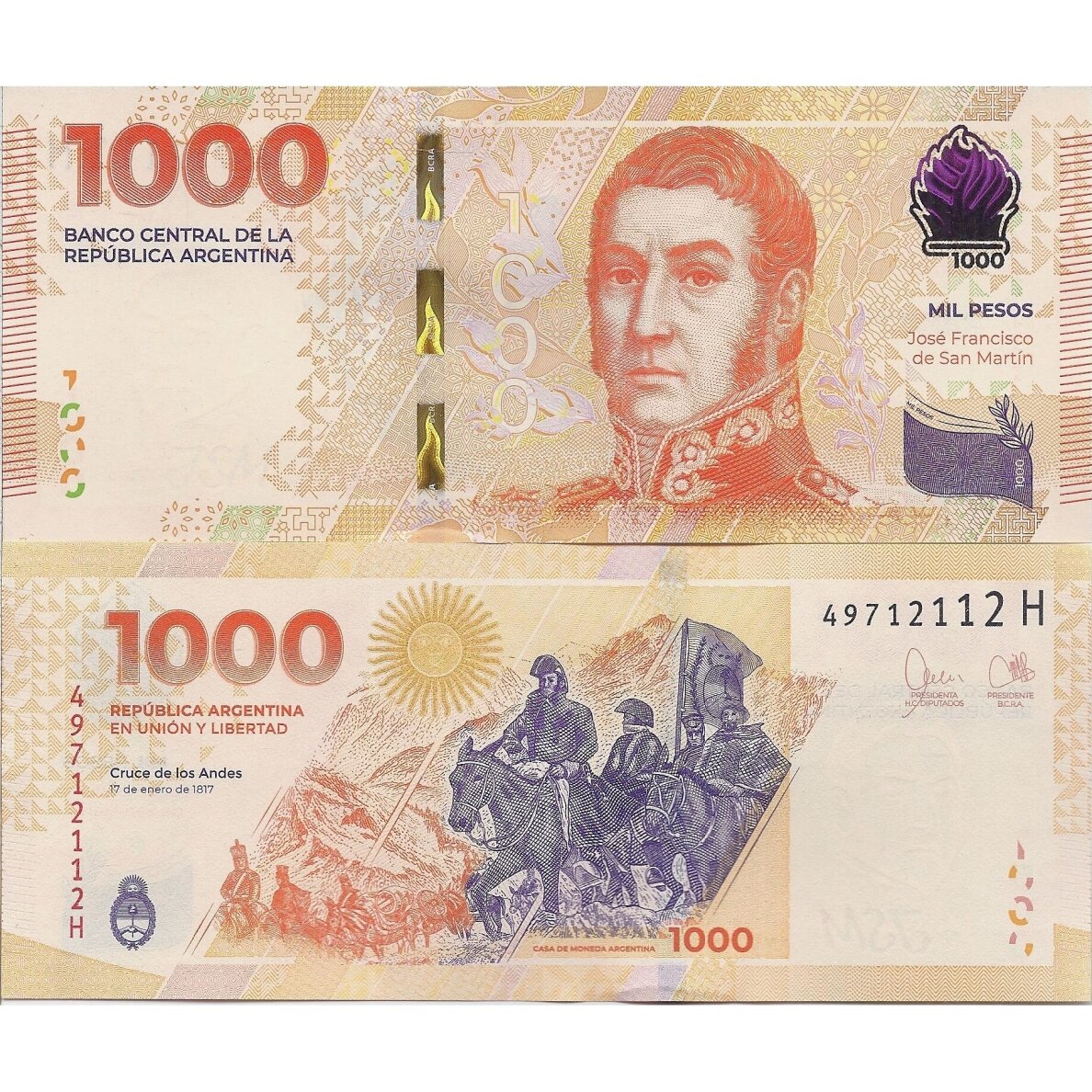 ARGENTINA 1000 PESOS 2023 - 2024 (ND) P # 367 UNC