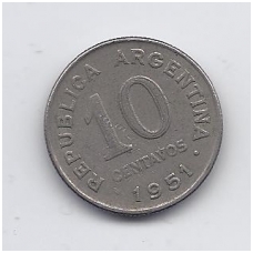 ARGENTINA 10 CENTAVOS 1951 KM # 47 VF