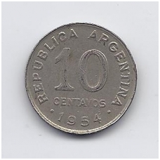 ARGENTINA 10 CENTAVOS 1954 KM # 51 VF