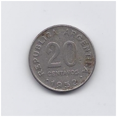 ARGENTINA 20 CENTAVOS 1952 KM # 48 VF