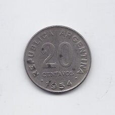 ARGENTINA 20 CENTAVOS 1954 KM # 52 F/VF