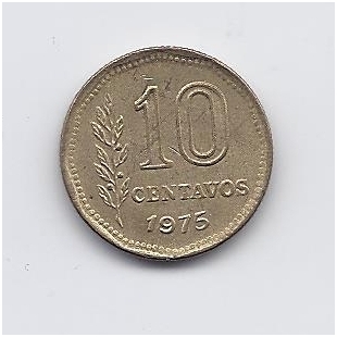 ARGENTINA 10 CENTAVOS 1975 KM # 66 F