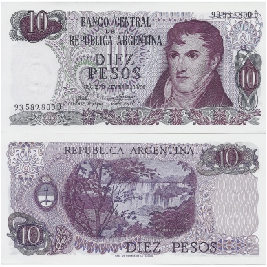 ARGENTINA 10 PESOS 1973 - 1976 P # 295 UNC