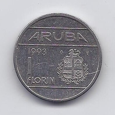 ARUBA 1 FLORIN 1993 KM # 5 VF