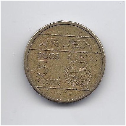 ARUBA 5 FLORIN 2005 KM # 38 VF