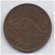 AUSTRALIJA 1 PENNY 1942 I KM # 36 VF AUSTRALIJA 1 PENNY 1942 I KM # 36 VF