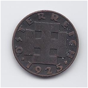 AUSTRIJA 2 GROSCHEN 1925 KM # 2837 VF 1