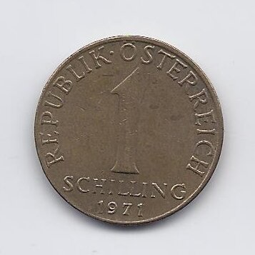 AUSTRIA 1 SCHILLING 1971 KM # 2886 VF