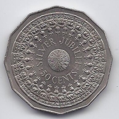 AUSTRALIJA 50 CENTS 1977 KM # 70 VF Sidabrinis jubiliejus