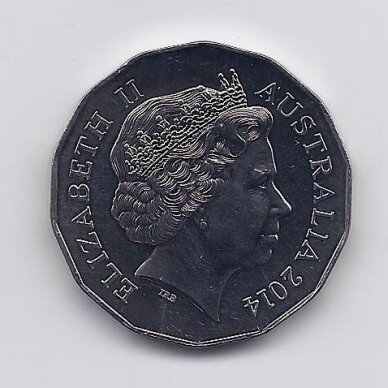 AUSTRALIJA 50 CENTS 2014 KM # new AU Arklio metai 1