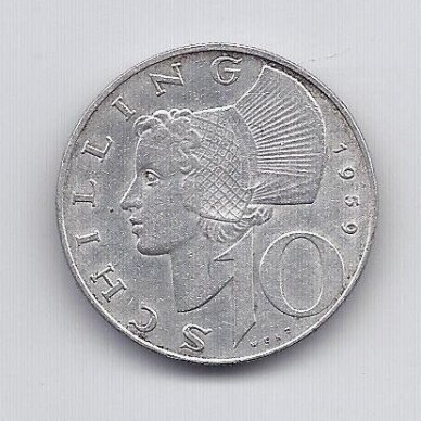AUSTRIJA 10 SCHILLING 1959 KM # 2882 VF