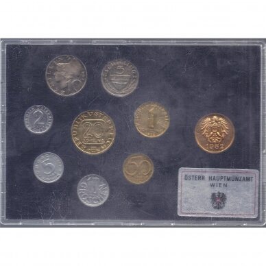 AUSTRIJA 1982 m. oficialus bankinis proof monetų rinkinys