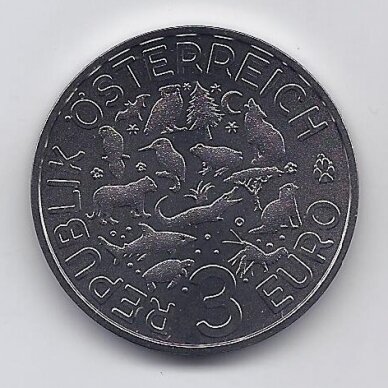 AUSTRIA 3 EURO 2018 KM #  3282 UNC Frog 1