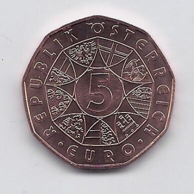 AUSTRIJA 5 EURO 2019 KM # 3291 UNC Naujieji metai 1