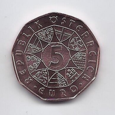 AUSTRIJA 5 EURO 2021 KM # 3327 UNC Šv. Velykos 1