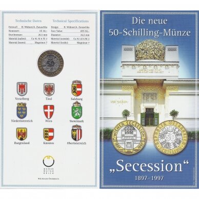AUSTRIJA 50 SCHILLING 1997 KM # 3044 UNC Vienos atsiskyrimas (lankstinukyje)