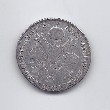 AUSTRIJOS NYDERLANDAI 1/4 KRONENTHALER 1793 A KM # 60 VF