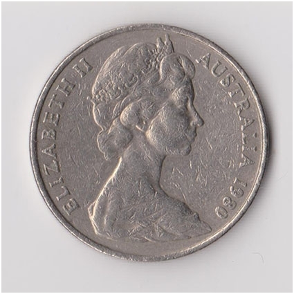 AUSTRALIJA 20 CENTS 1980 KM # 66 VF 1