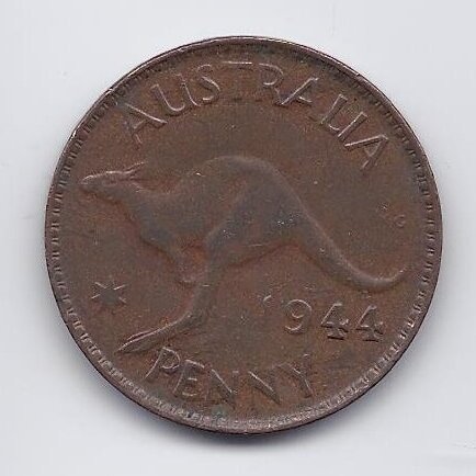 AUSTRALIA 1 PENNY. 1944 KM # 36 VF