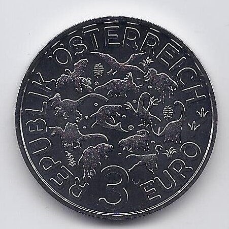 AUSTRIA 3 EURO 2020 KM # 3309 UNC  Ankylosaurus 1