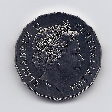 AUSTRALIJA 50 CENTS 2014 KM # new AU Arklio metai 1