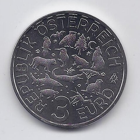 AUSTRIA 3 EURO 2018 KM #  3281 UNC Owl 1