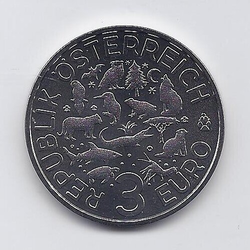 AUSTRIA 3 EURO 2019 KM # 3297 UNC Otter 1