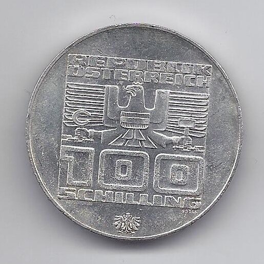 AUSTRIJA 100 SCHILLING 1976 KM # 2927 VF Insbrukas 1