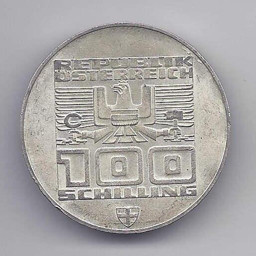 AUSTRIJA 100 SCHILLING 1976 KM # 2929 XF Insbrukas 1