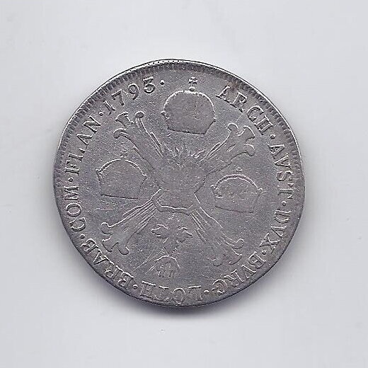AUSTRIJOS NYDERLANDAI 1/4 KRONENTHALER 1793 A KM # 60 VF