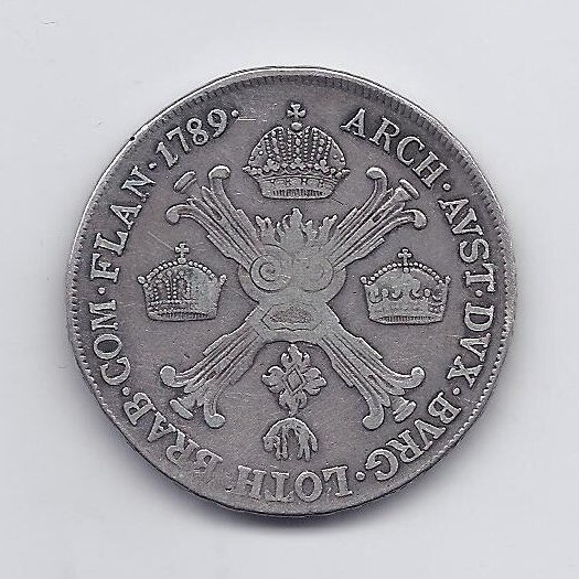 AUSTRIAN NETHERLANDS 1/2 KRONENTHALER 1789 A KM # 61 VF