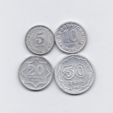 AZERBAIJAN 1992 - 1993 4 VF-AU coins set