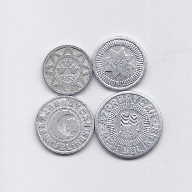 AZERBAIJAN 1992 - 1993 4 VF-AU coins set 1