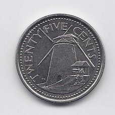 BARBADOS 25 CENTS 2007 KM # 13a XF