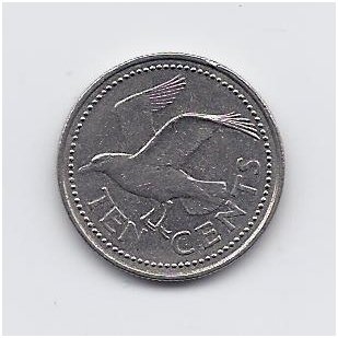 BARBADOSAS 10 CENTS 1992 KM # 12 VF